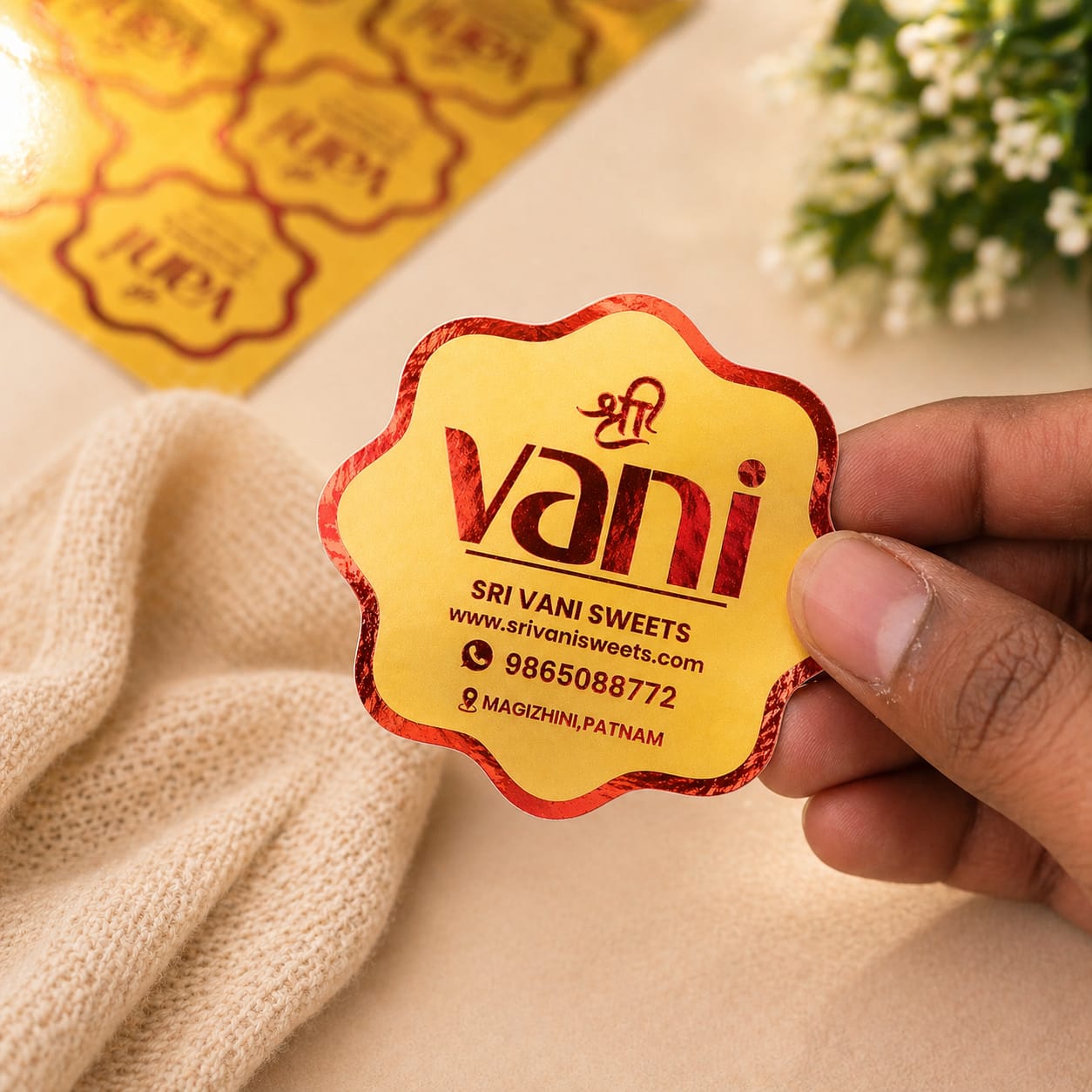 Red Foil Print Diecut Stickers