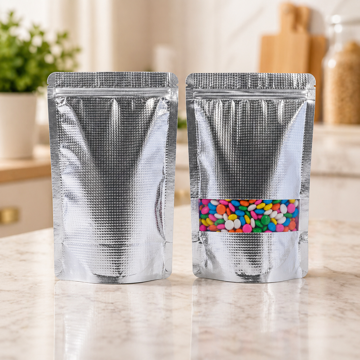Embossed Silver Standee Pouches